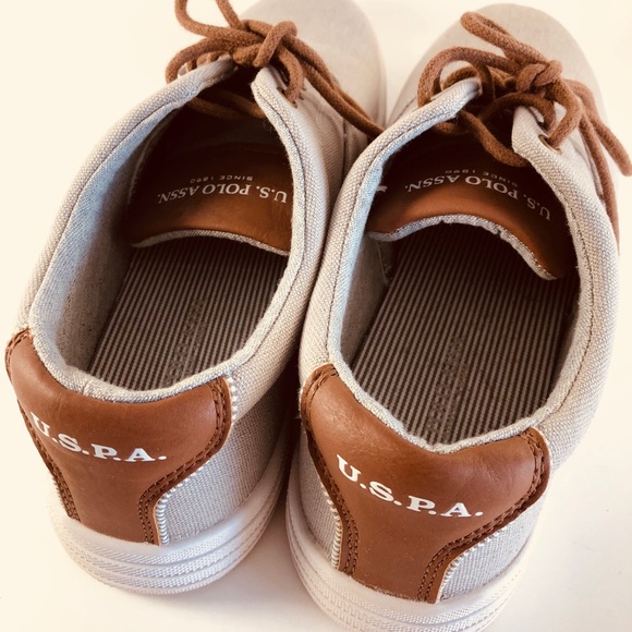 US POLO CANVAS GREY and BROWN Trim sneakers - Picture 2 of 8